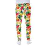 Tropical Fruit Leaf Pattern Print Scuba Joggers