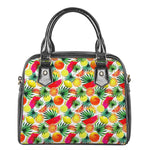 Tropical Fruit Leaf Pattern Print Shoulder Handbag
