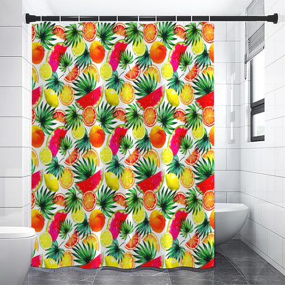 Tropical Fruit Leaf Pattern Print Shower Curtain