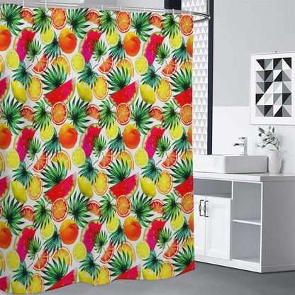 Tropical Fruit Leaf Pattern Print Shower Curtain