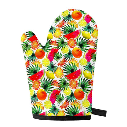 Tropical Fruit Leaf Pattern Print Single Oven Mitt