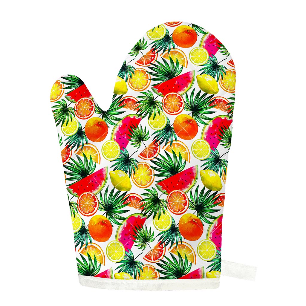 Tropical Fruit Leaf Pattern Print Single Oven Mitt