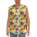 Tropical Fruit Leaf Pattern Print Sleeveless Baseball Jersey