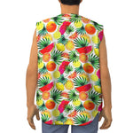 Tropical Fruit Leaf Pattern Print Sleeveless Baseball Jersey