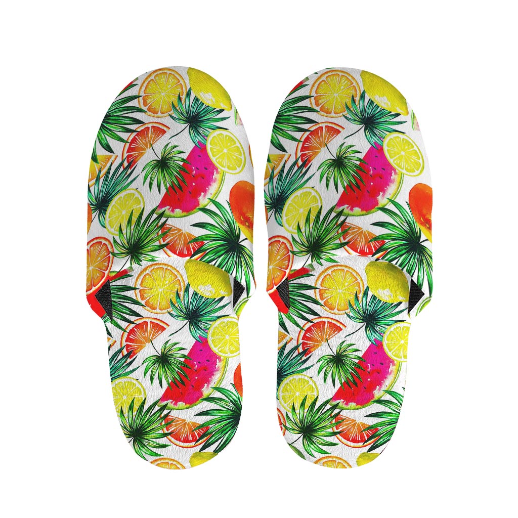Tropical Fruit Leaf Pattern Print Slippers