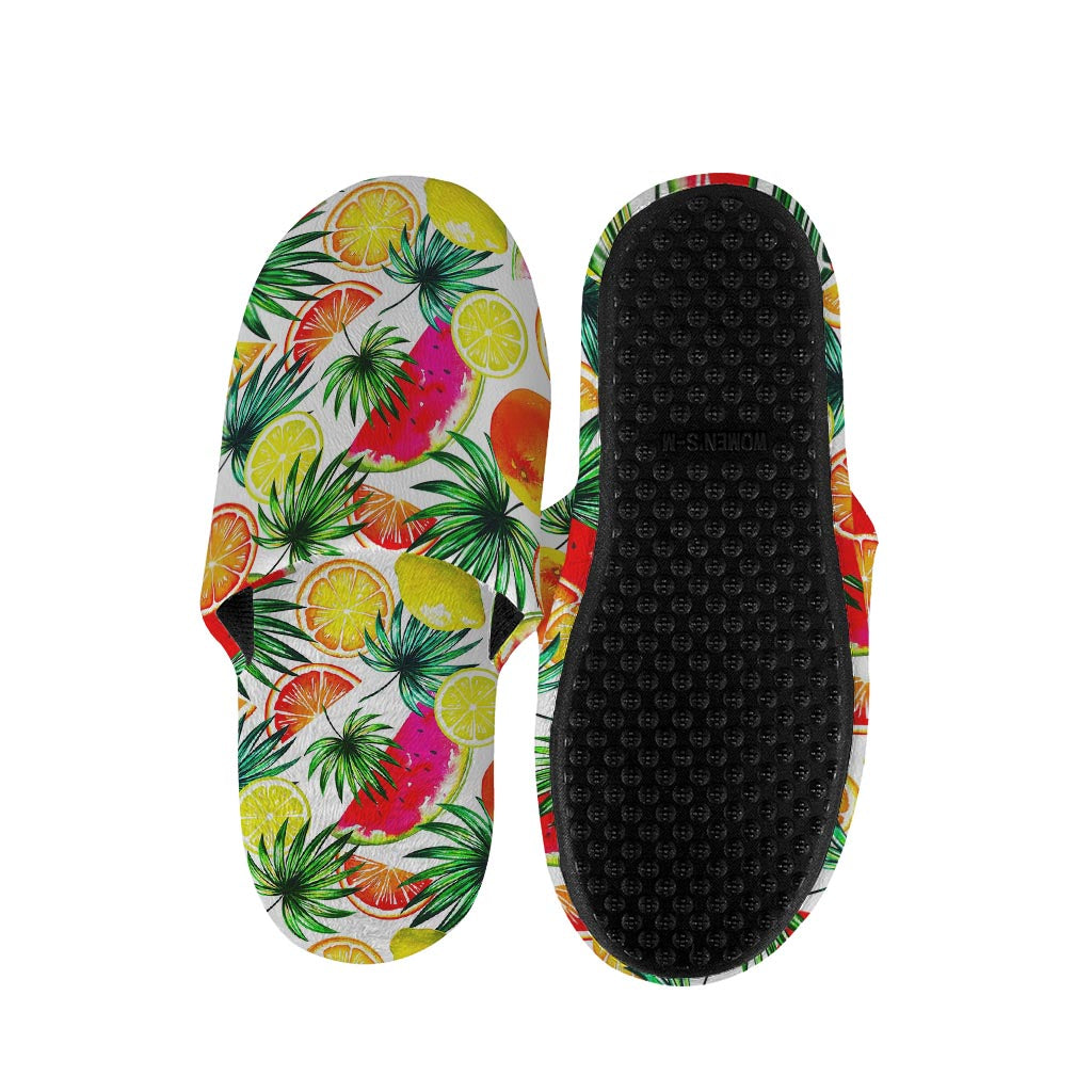 Tropical Fruit Leaf Pattern Print Slippers
