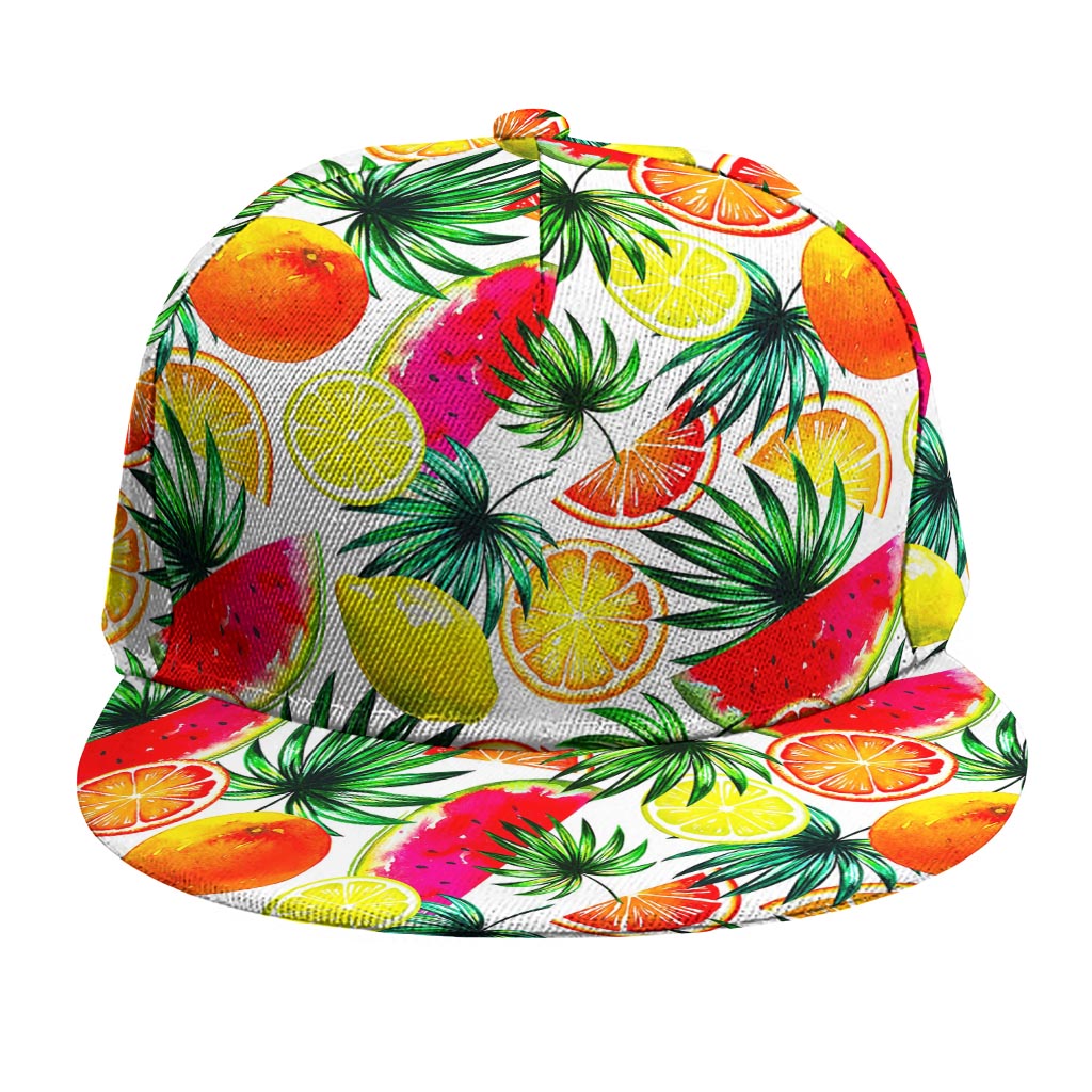 Tropical Fruit Leaf Pattern Print Snapback Cap