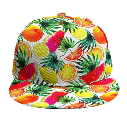 Tropical Fruit Leaf Pattern Print Snapback Cap
