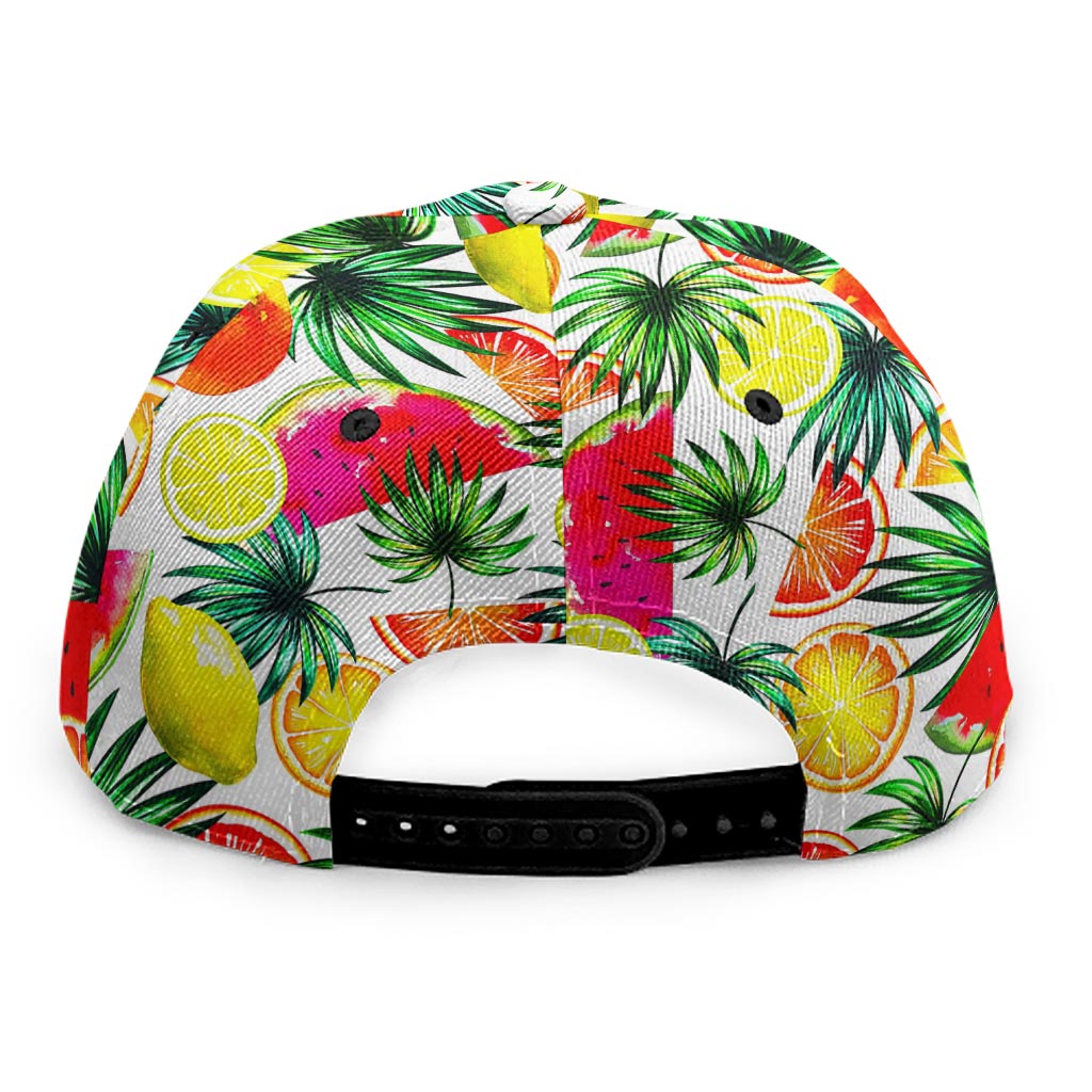 Tropical Fruit Leaf Pattern Print Snapback Cap