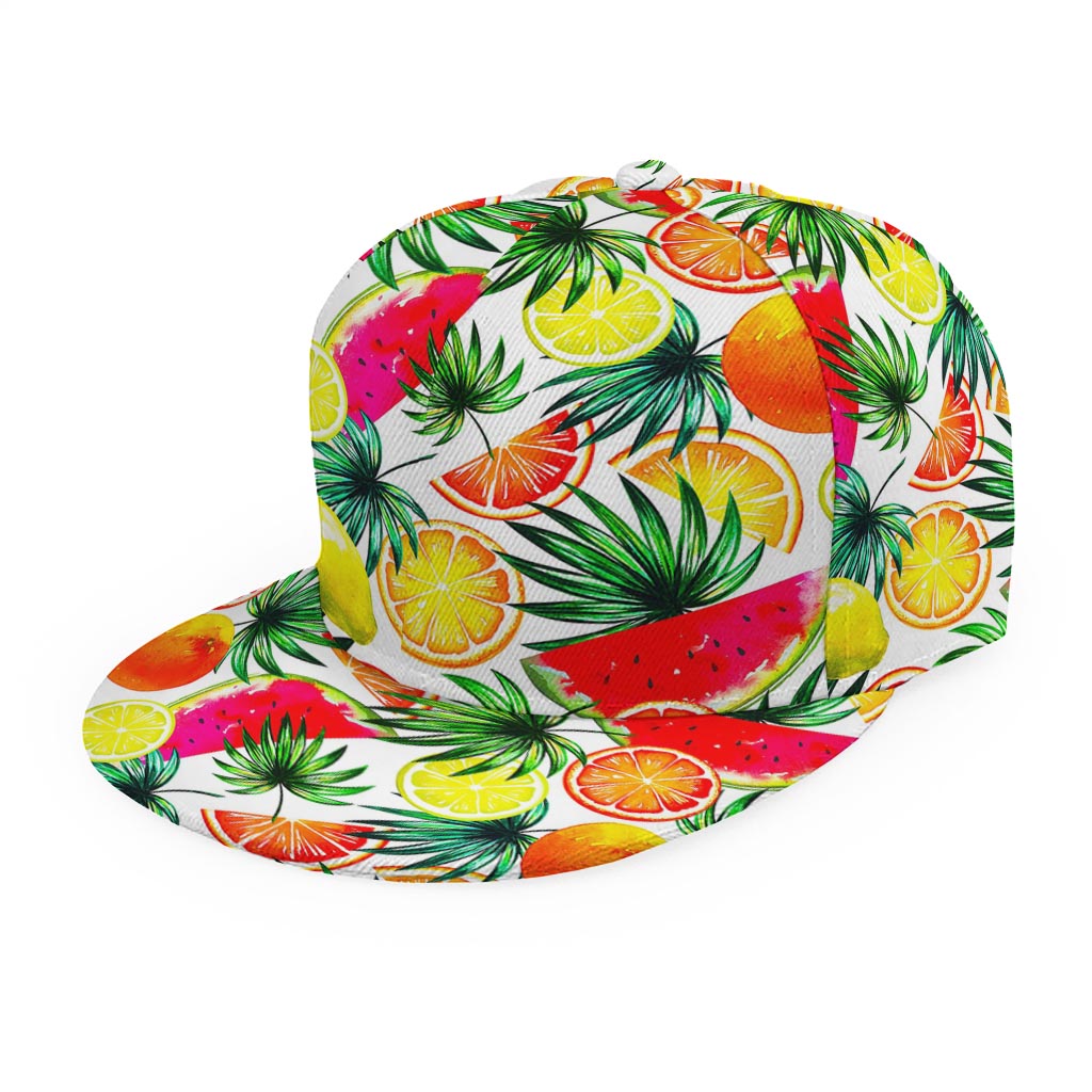 Tropical Fruit Leaf Pattern Print Snapback Cap
