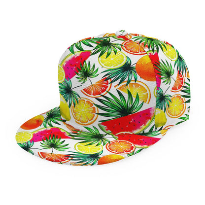 Tropical Fruit Leaf Pattern Print Snapback Cap