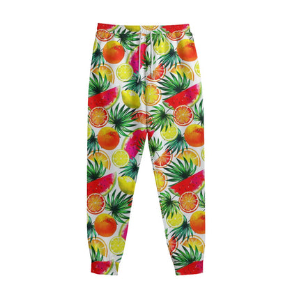 Tropical Fruit Leaf Pattern Print Sweatpants