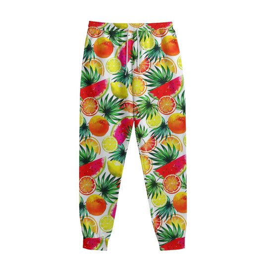 Tropical Fruit Leaf Pattern Print Sweatpants