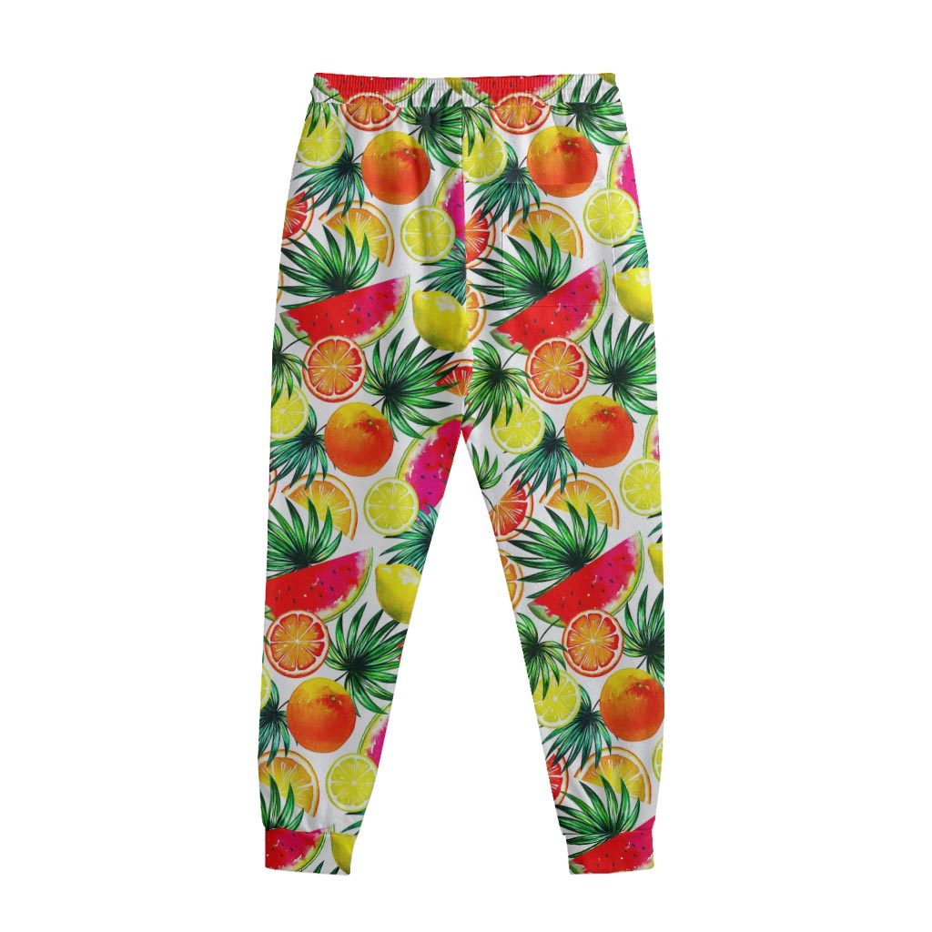 Tropical Fruit Leaf Pattern Print Sweatpants