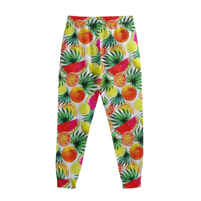 Tropical Fruit Leaf Pattern Print Sweatpants