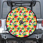 Tropical Fruit Leaf Pattern Print Tire Cover With Camera Hole