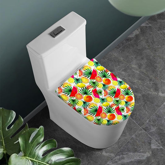 Tropical Fruit Leaf Pattern Print Toilet Lid Cover
