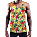 Tropical Fruit Leaf Pattern Print Men's Workout Tank Top