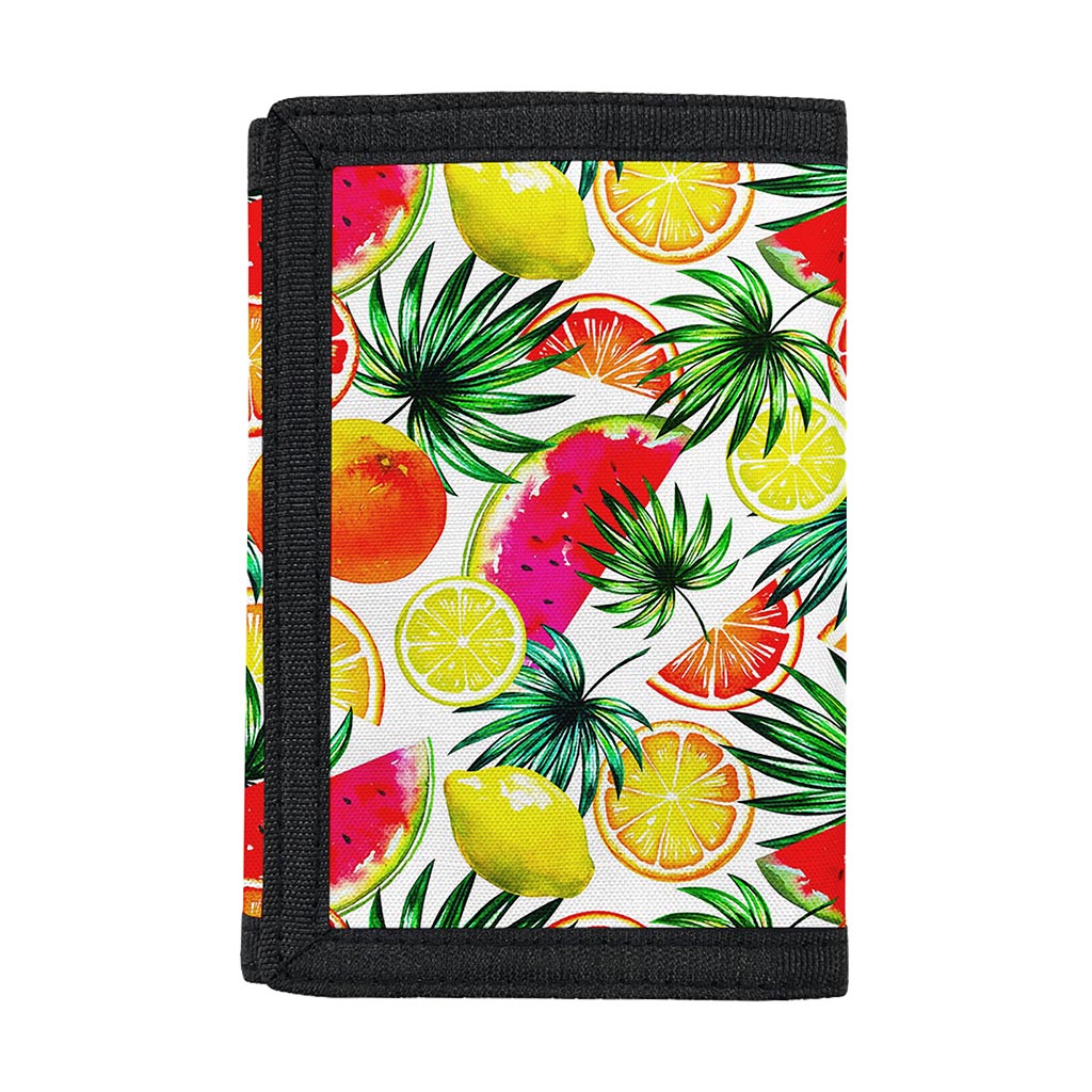 Tropical Fruit Leaf Pattern Print Trifold Wallet