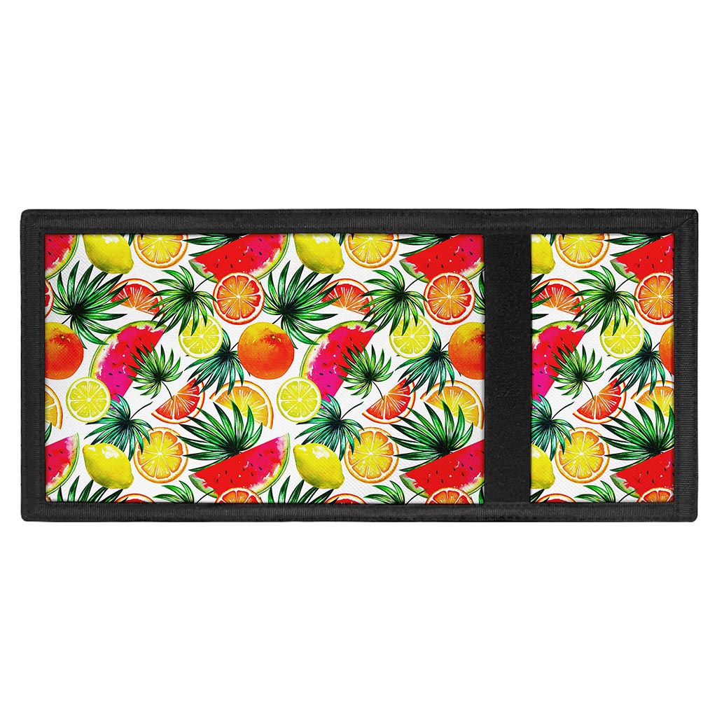 Tropical Fruit Leaf Pattern Print Trifold Wallet