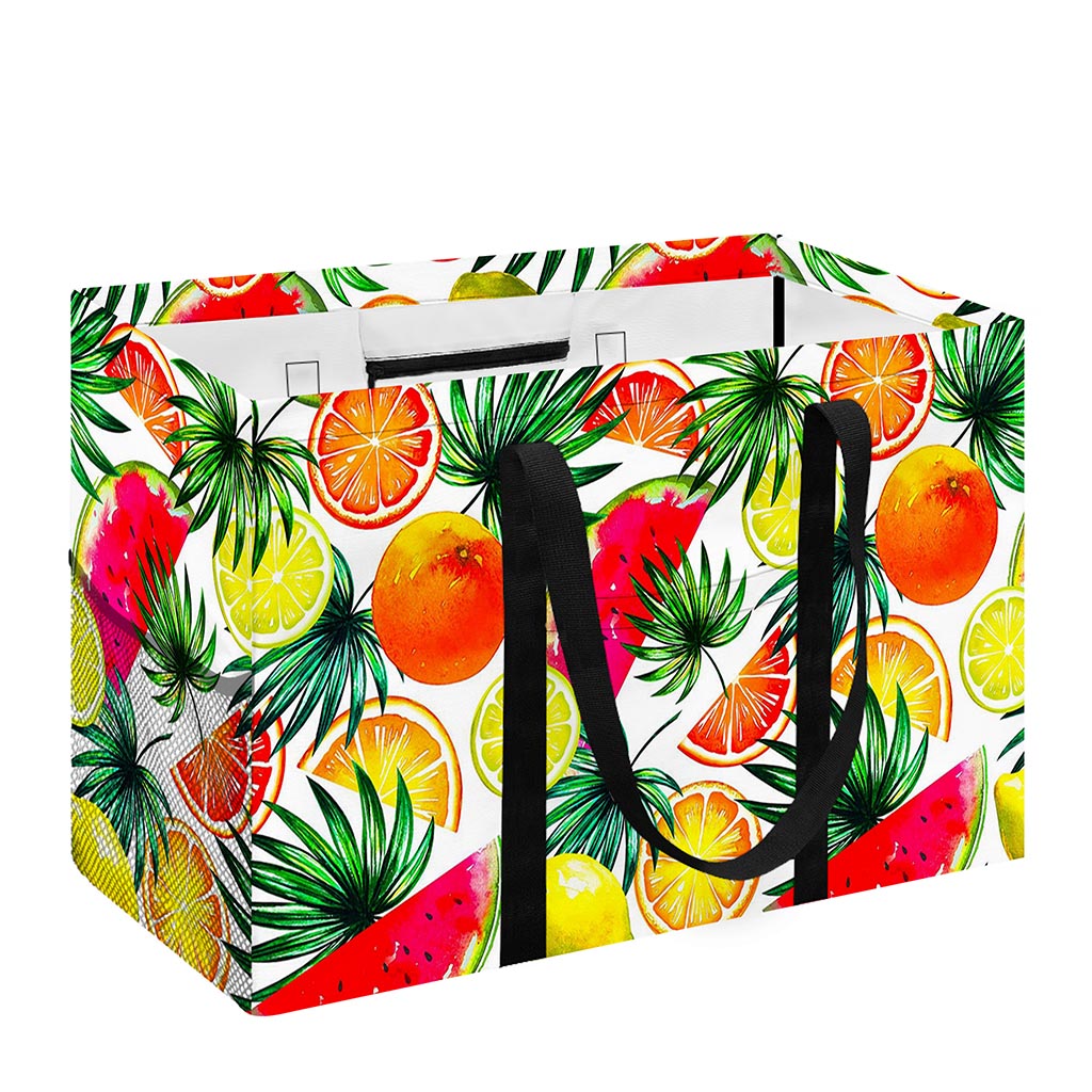 Tropical Fruit Leaf Pattern Print Utility Tote Bag