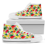 Tropical Fruit Leaf Pattern Print White High Top Sneakers