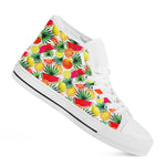 Tropical Fruit Leaf Pattern Print White High Top Sneakers