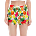Tropical Fruit Leaf Pattern Print Women's Split Running Shorts