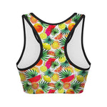 Tropical Fruit Leaf Pattern Print Women's Sports Bra