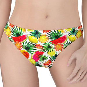 Tropical Fruit Leaf Pattern Print Women's Thong