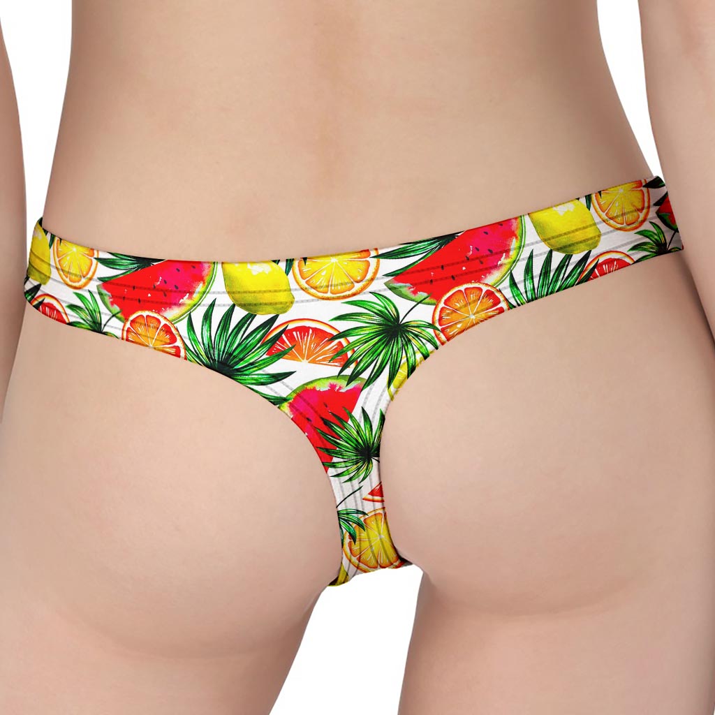 Tropical Fruit Leaf Pattern Print Women's Thong