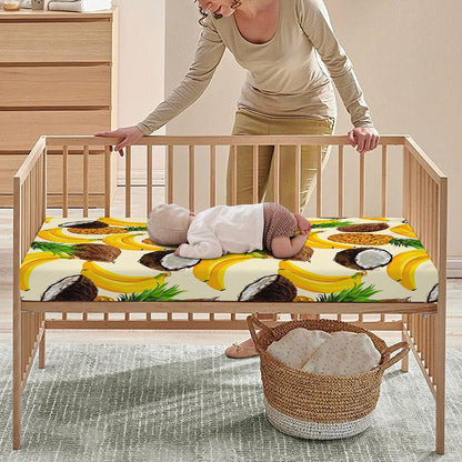 Tropical Fruits Pattern Print Baby Crib Sheet