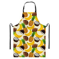Tropical Fruits Pattern Print Bib Apron With Pocket