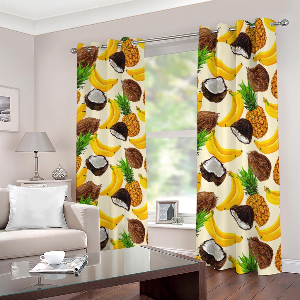 Tropical Fruits Pattern Print Blackout Grommet Curtains