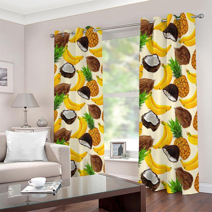 Tropical Fruits Pattern Print Blackout Grommet Curtains