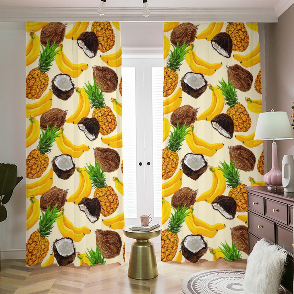 Tropical Fruits Pattern Print Blackout Pencil Pleat Curtains