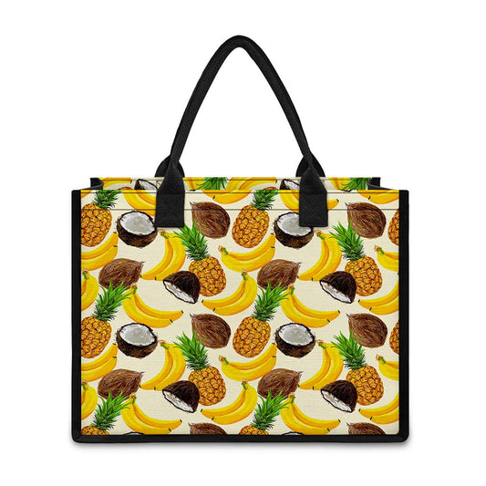 Tropical Fruits Pattern Print Canvas Tote Bag