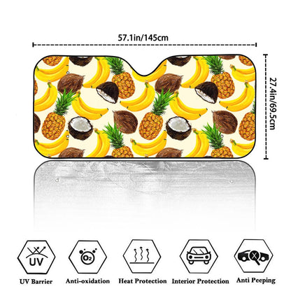 Tropical Fruits Pattern Print Car Windshield Sun Shade