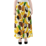 Tropical Fruits Pattern Print Chiffon Maxi Skirt