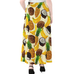 Tropical Fruits Pattern Print Chiffon Maxi Skirt