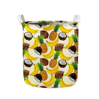 Tropical Fruits Pattern Print Collapsible Laundry Basket