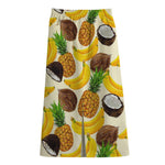 Tropical Fruits Pattern Print Cotton Front Slit Maxi Skirt