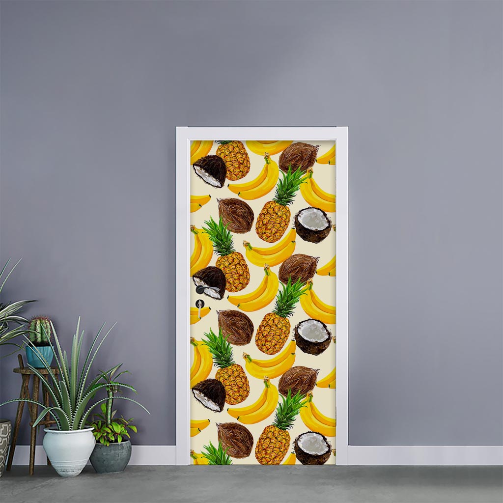 Tropical Fruits Pattern Print Door Sticker
