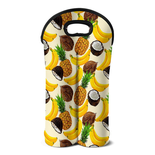 Tropical Fruits Pattern Print Double Neoprene Wine Tote