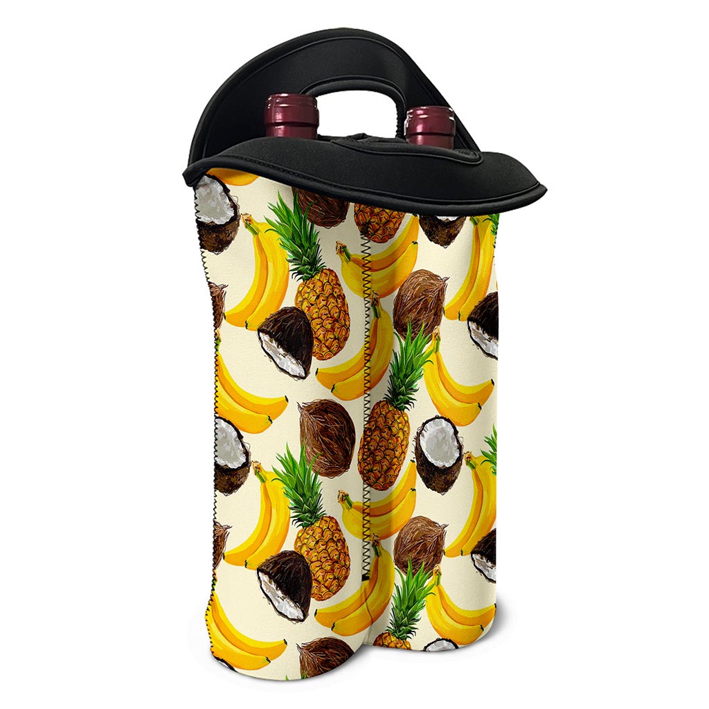 Tropical Fruits Pattern Print Double Neoprene Wine Tote
