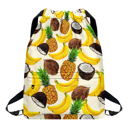 Tropical Fruits Pattern Print Drawstring Backpack