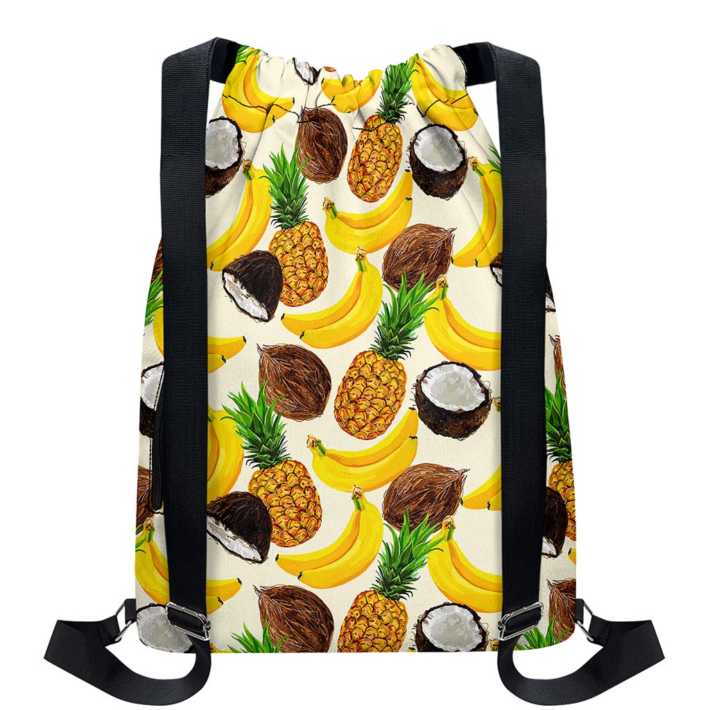 Tropical Fruits Pattern Print Drawstring Backpack