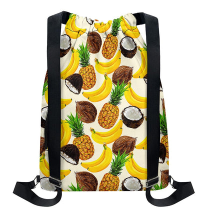 Tropical Fruits Pattern Print Drawstring Backpack