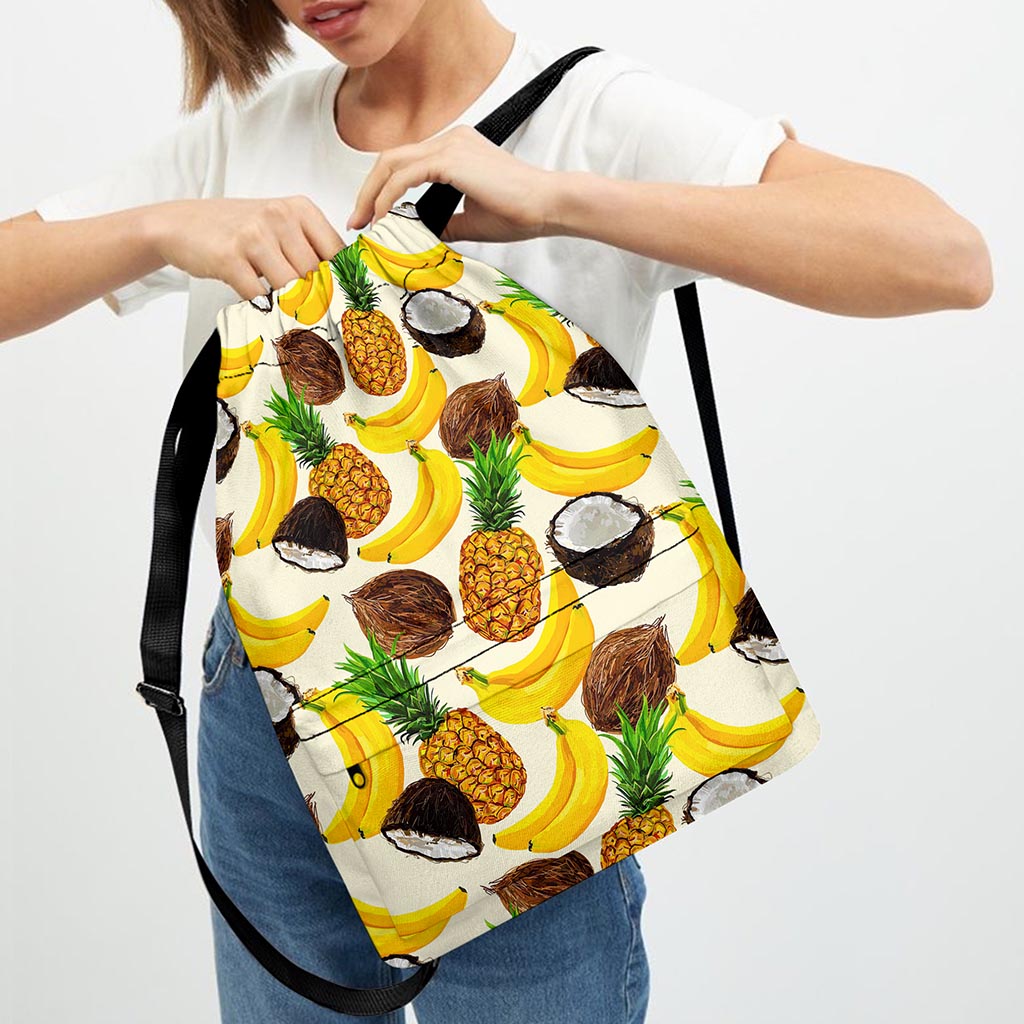 Tropical Fruits Pattern Print Drawstring Backpack