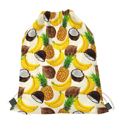 Tropical Fruits Pattern Print Drawstring Bag